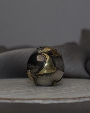 Vintage Mexico 925 & Brass 3D Harmony Ball W/ Internal Bell Pendant 13.3G/ 1.2in
